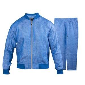 NEW PRESTIGE ORIGINAL men's linen walking suit 2 piece jacket & pants set in blu